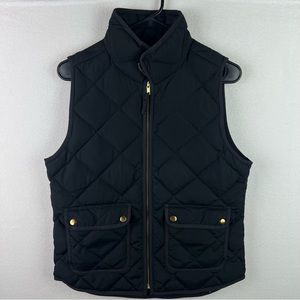 J Crew Womens Puffer Vest Small Black Excursion Quilted Sleeveless Winter